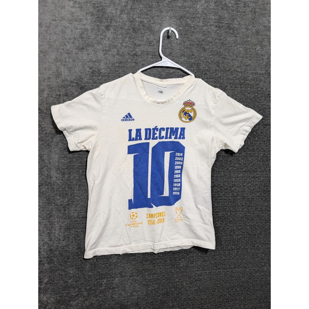 Adidas Real Madrid La Decima 10 Champions League T-Shirt White Blue 1995